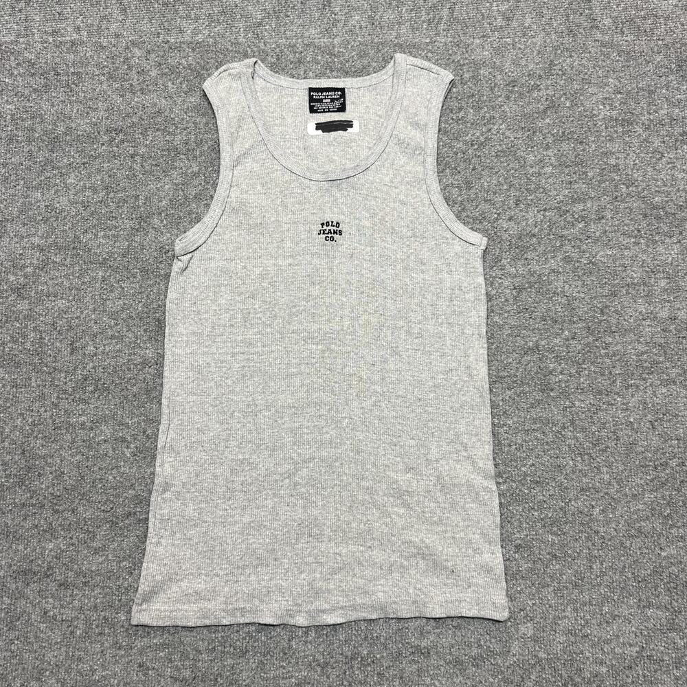 Vintage Polo Jeans Co. Ralph Lauren Tank Top Womens Large Gray Ribbed Knit USA